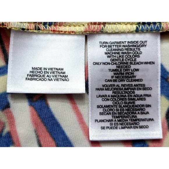 Vintage Y2K ANNE KLEIN Orange Blue Geometric Sleeveless Top Surplice Neck Size M - Picture 4 of 6